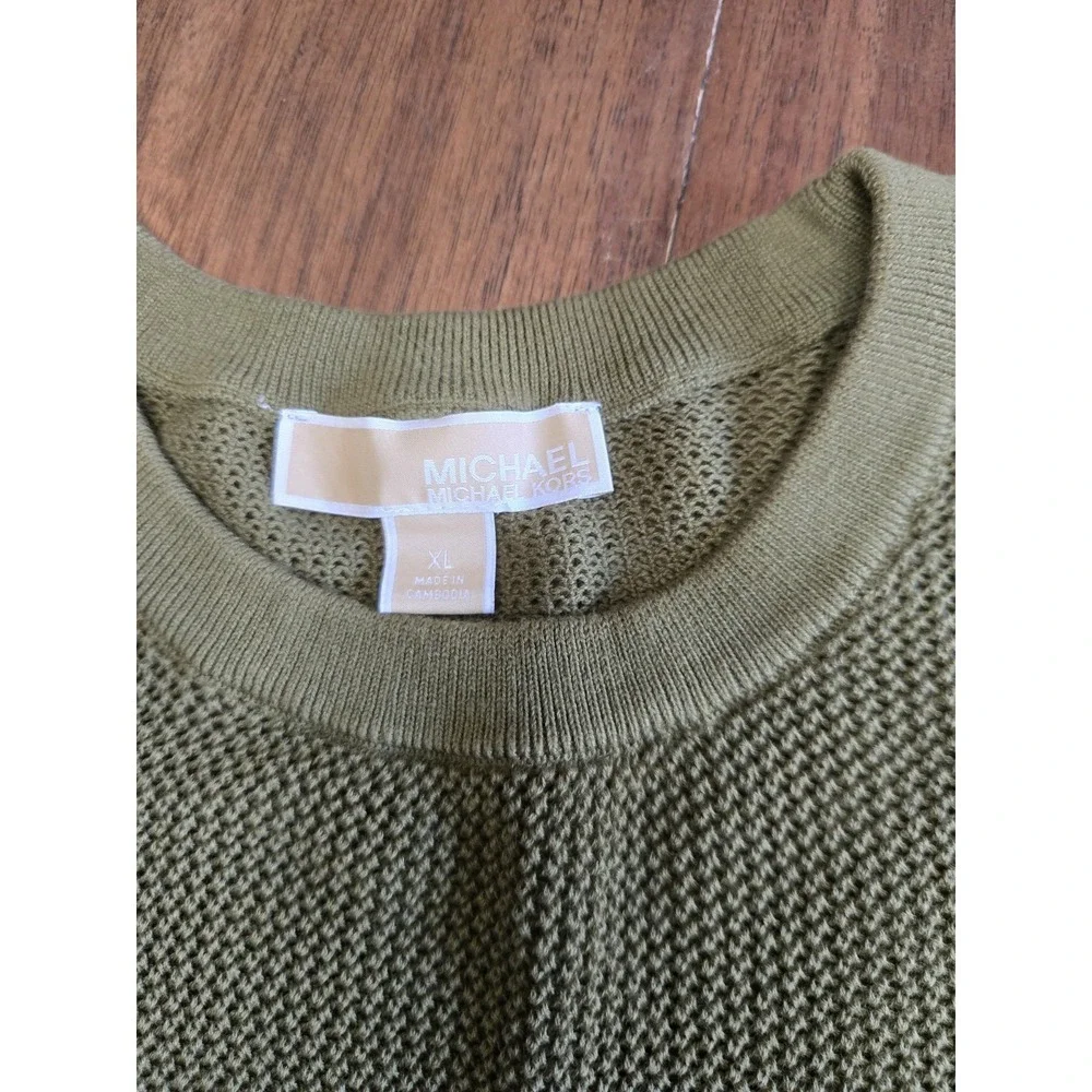 Michael Kors Olive Green Textured Knit Sweater – Size XL
